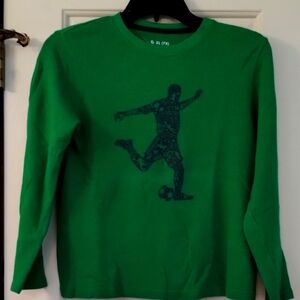 Jumping Beans boy's Green Soccer Graphic Long Sleeve thermal knit shirt, 7X